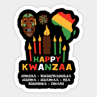 Happy Kwanzaa, Cultural Celebration. African mask and the African continent Sticker